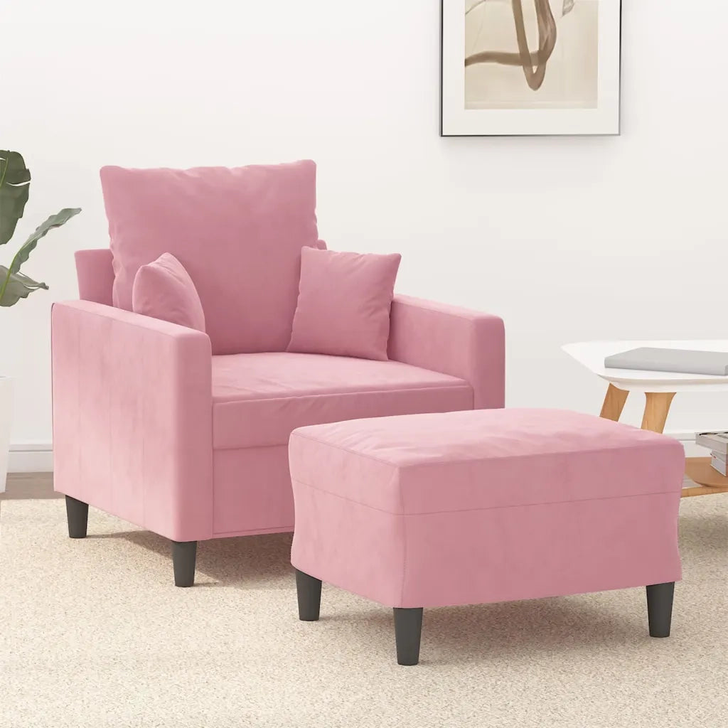 Poltrona | Sedia Relax con Poggiapiedi Rosa 60 cm Velluto