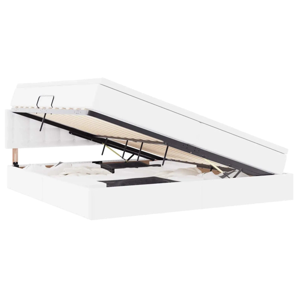Letto con contenitore e LED con led Grigio chiaro 200 x 200 cm