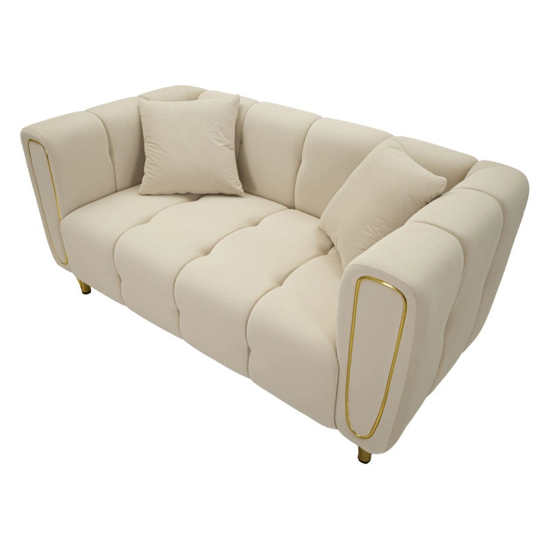 Divano Alma Crema Con Cuscini cm 155x81x71