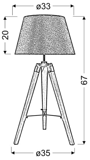 Candellux Lugano lampada da tavolo legno E27 68cm grigia