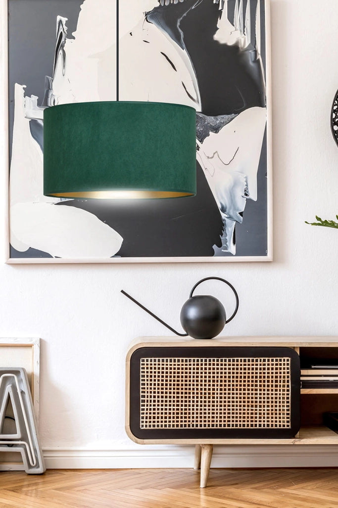 Lampada a sospensione Emibig Hilde verde tessuto Ø35 E27
