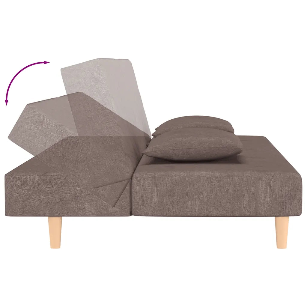 Divano letto | Sof¨¤ letto | Letto singolo a 2 Posti con 2 Cuscini Tortora in Tessuto