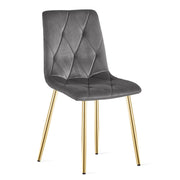 Sedia Libra in velluto grigio scuro con gambe dorate