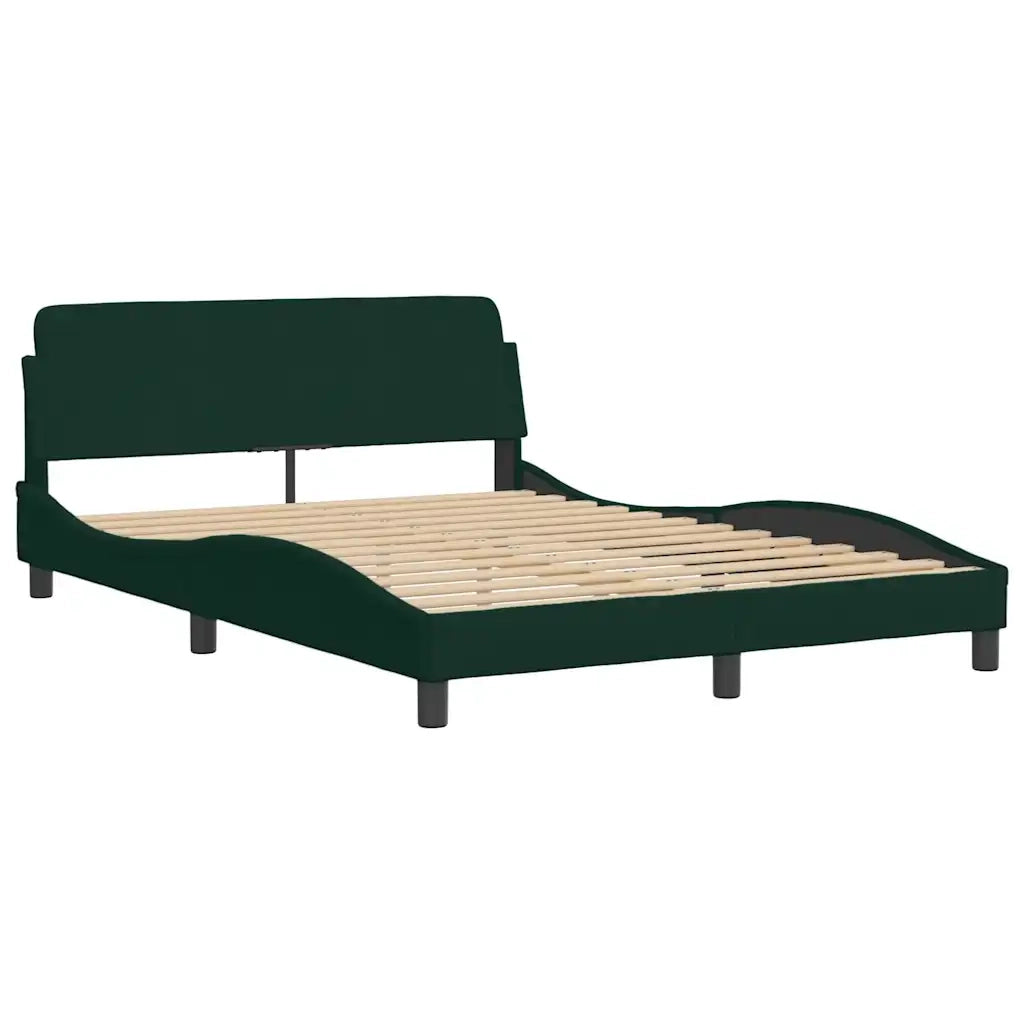 Letto con Materasso Hanko Verde Scuro 140x200 cm in Velluto 3208601