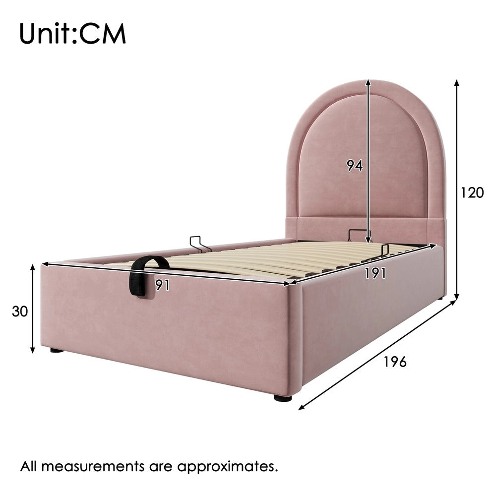 Letto Singolo Imbottito per Bambini ¨C MINIMAL ¨C Rosa Velluto 90x190