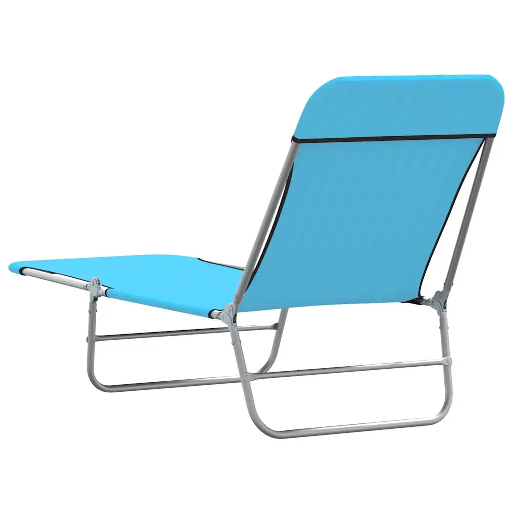 Lettini Prendisole Pieghevoli 2pz in Acciaio e Tessuto Blu 310344