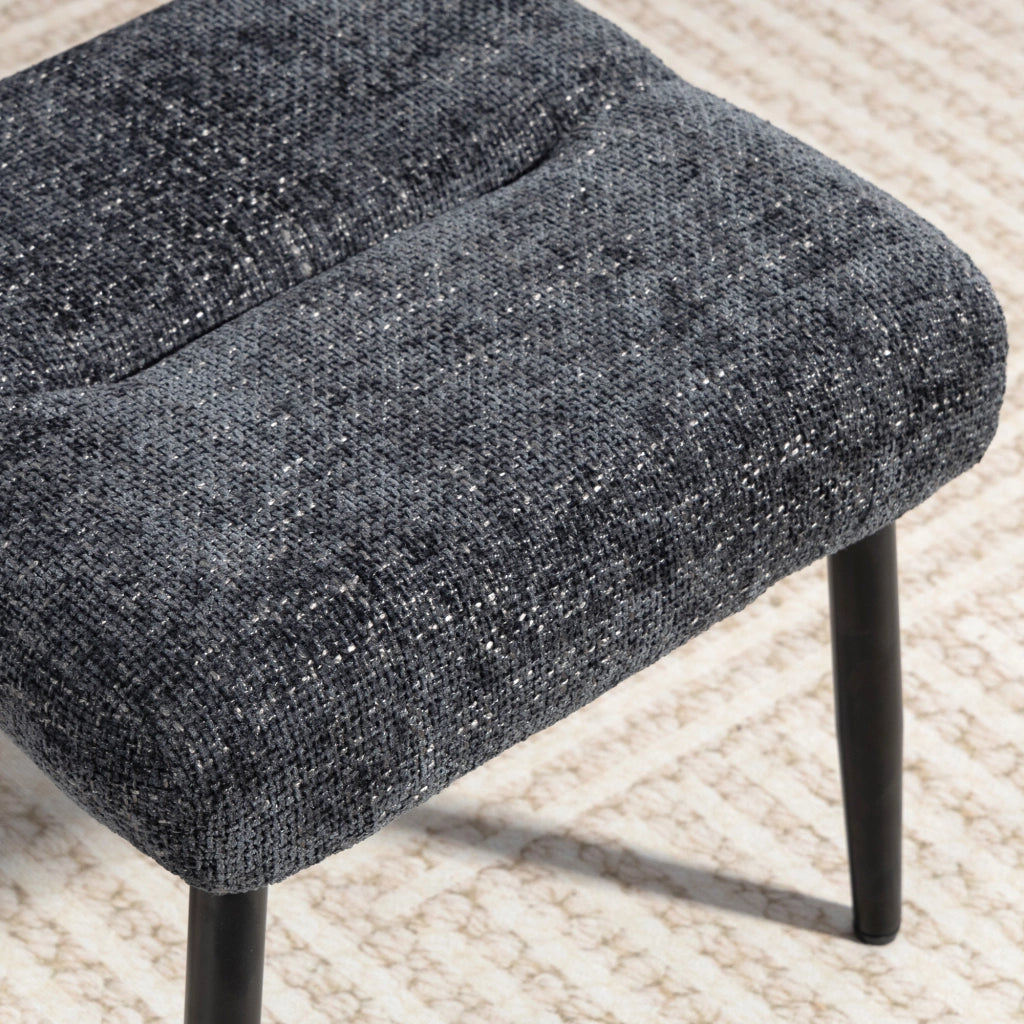 Pouf imbottito con cuscino ¨C Minimal ¨C 45x41x38 cm, tessuto chenille, grigio scuro