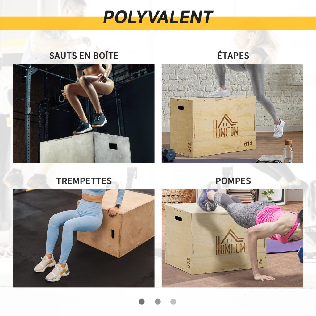 Box Jump Pliometrico 3 in 1 ¨C Xylo ¨C 61x51x76cm Legno