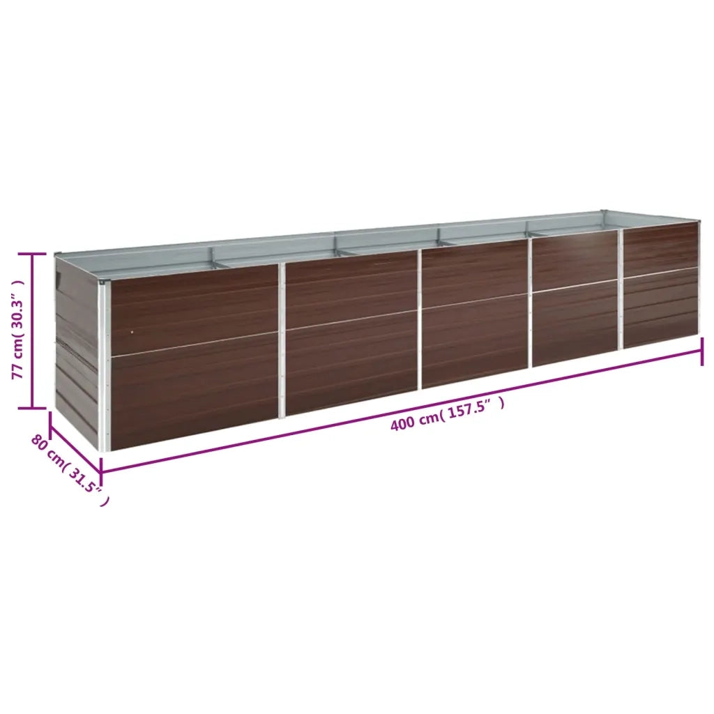Letto Rialzato in Acciaio Zincato 400x80x77 cm Marrone 47062