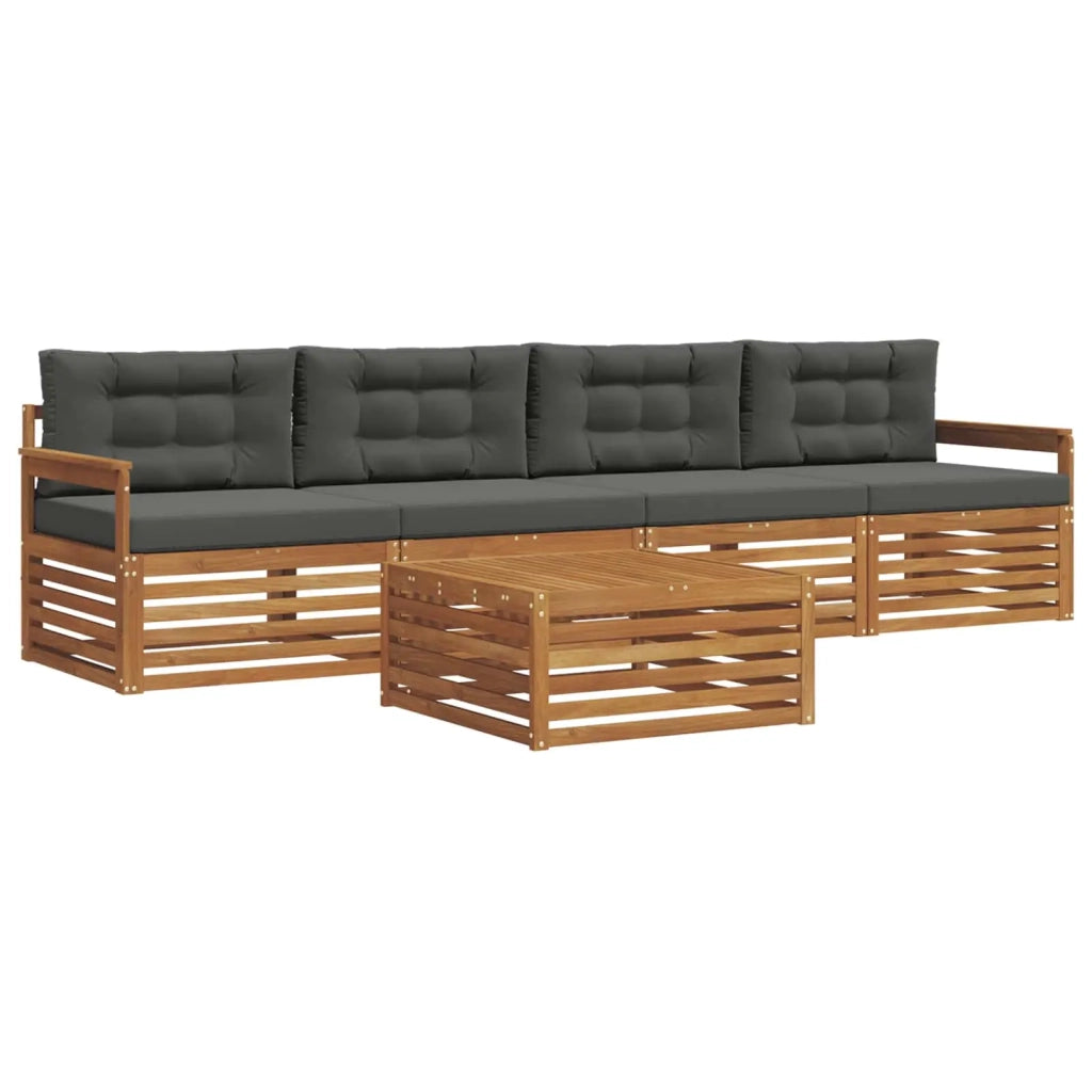 Set di divani da esterno con cuscino 5 pcs Naturale e Antracite 3372967