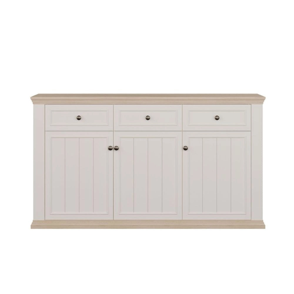 Madia Essenza con 3 cassetti e 3 ante in stile classico colore bianco e rovere