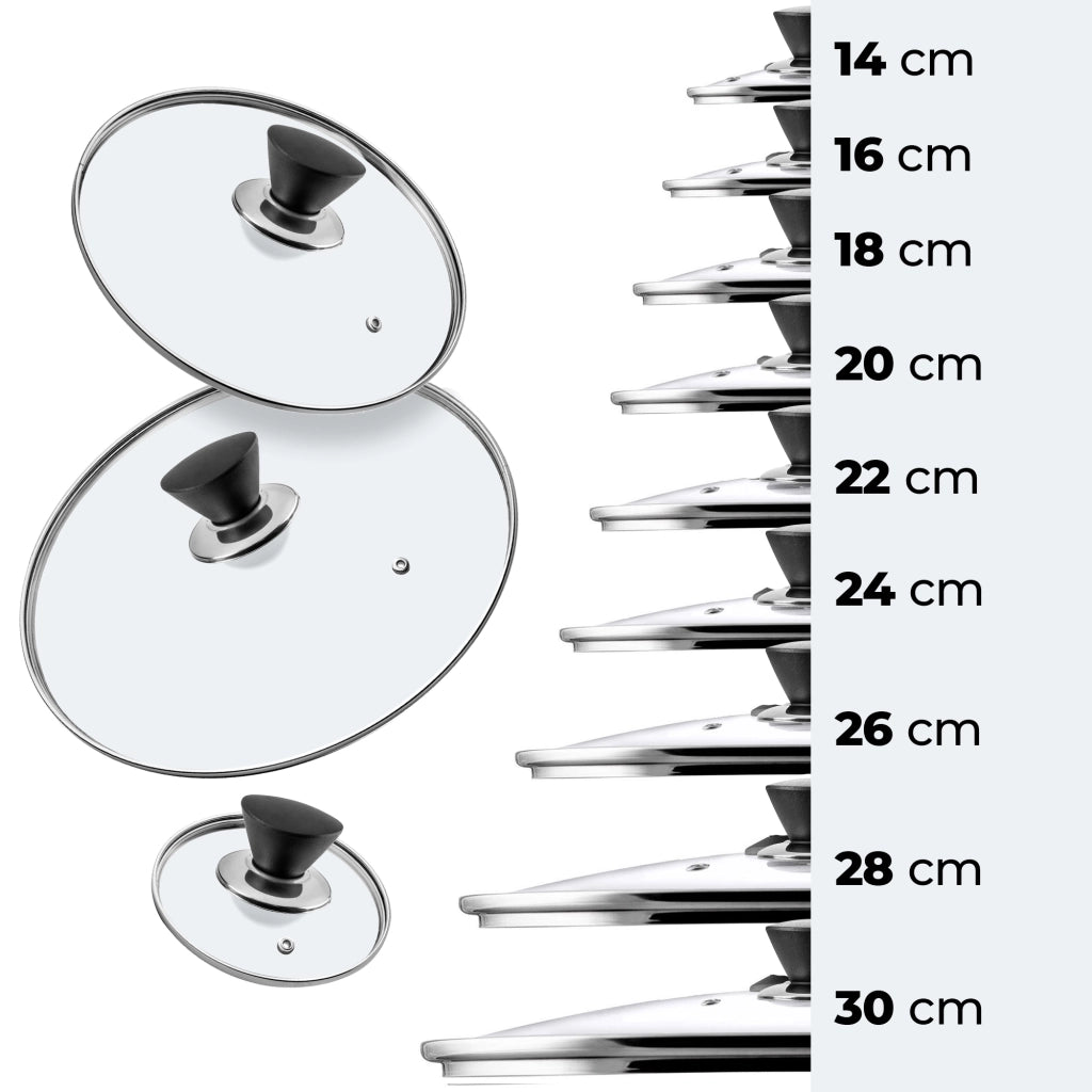 Coperchio in vetro KADAX da 24 cm, universale, resistente al calore.