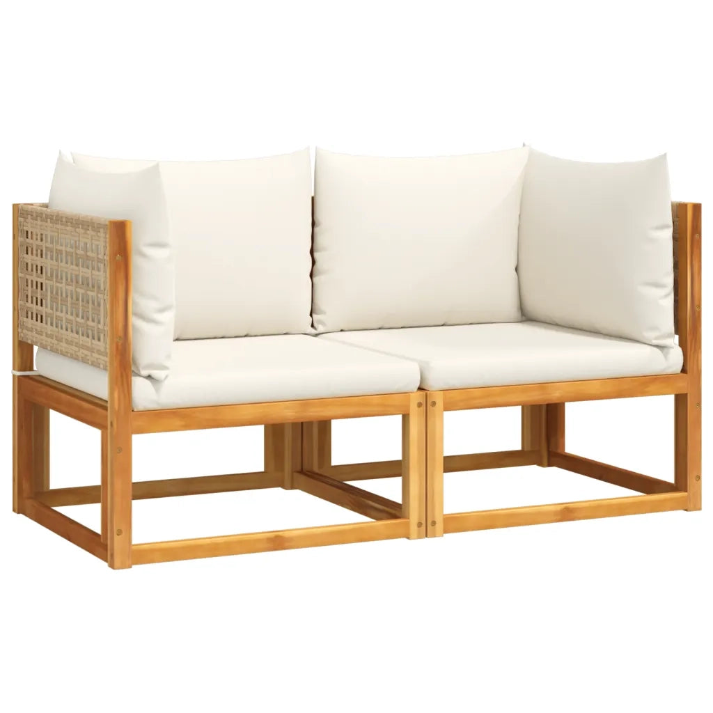 Divani da Giardino Angolari con Cuscini 2 pz in Legno di Acacia e Rattan 3278922