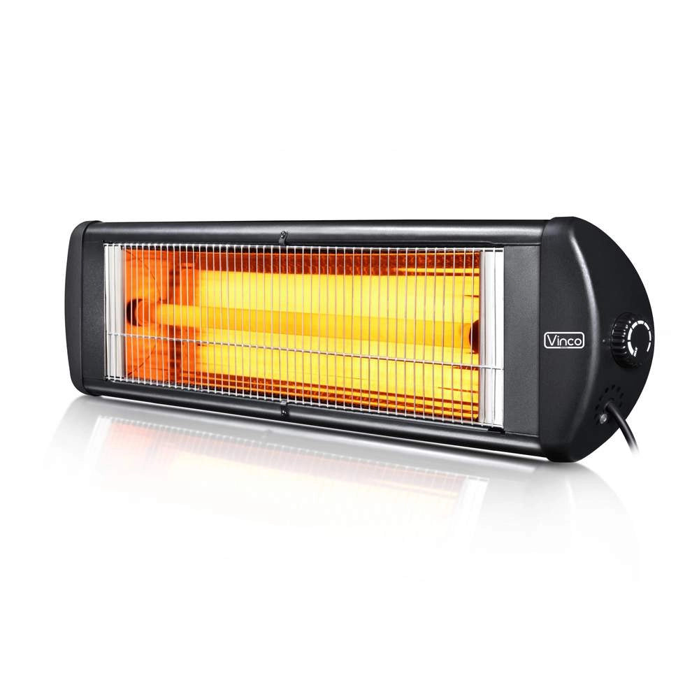 Riscaldatore Stufa da Esterni Vinco 2500w Ip55 Nero a Parete
