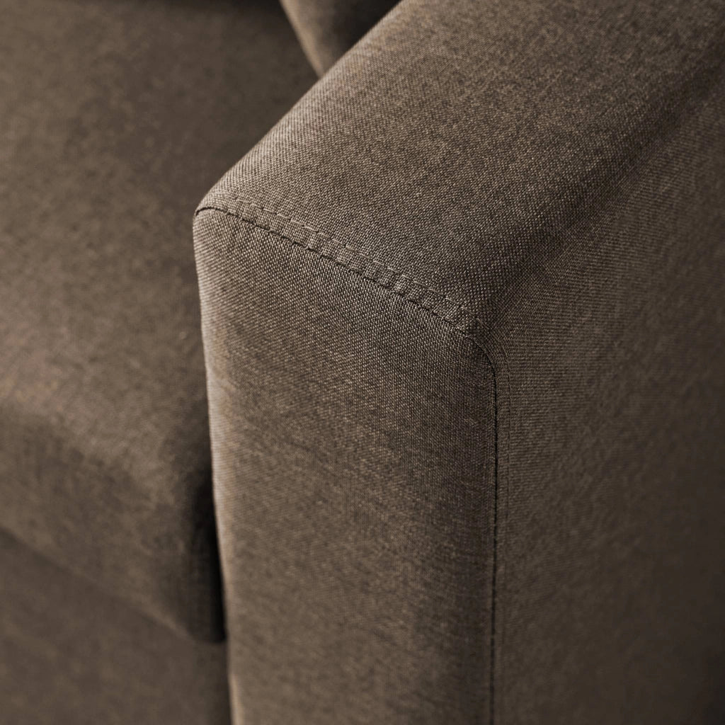 Divano letto angolare reversibile con contenitore, 3 posti, marrone