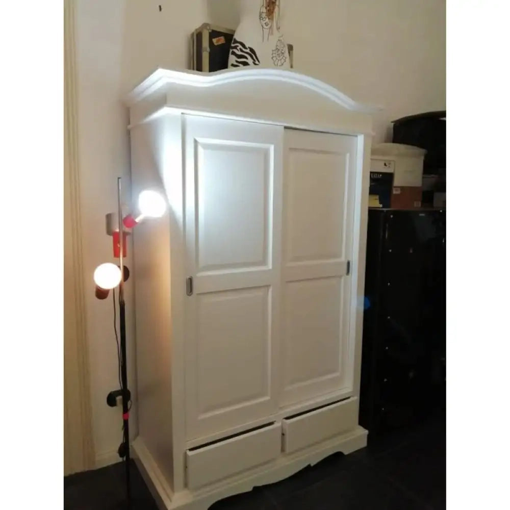 Armadio appendiabiti con bastone e 2 ante arte povera in legno massello e mdf con rifinitura in noce 107x55x197 H