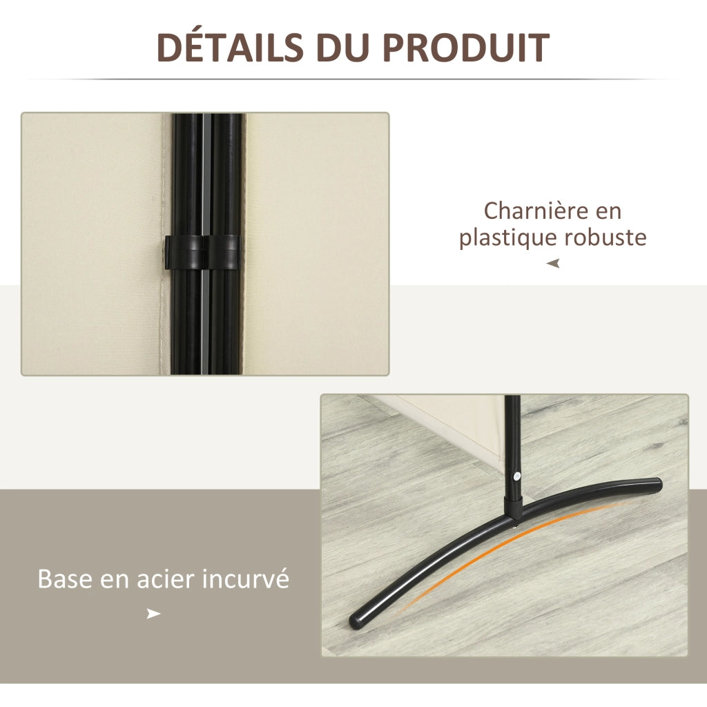 Paravento 3 Ante con Piedi Separati ¨C Zephmum ¨C Grigio Polyester 253x50x182 cm