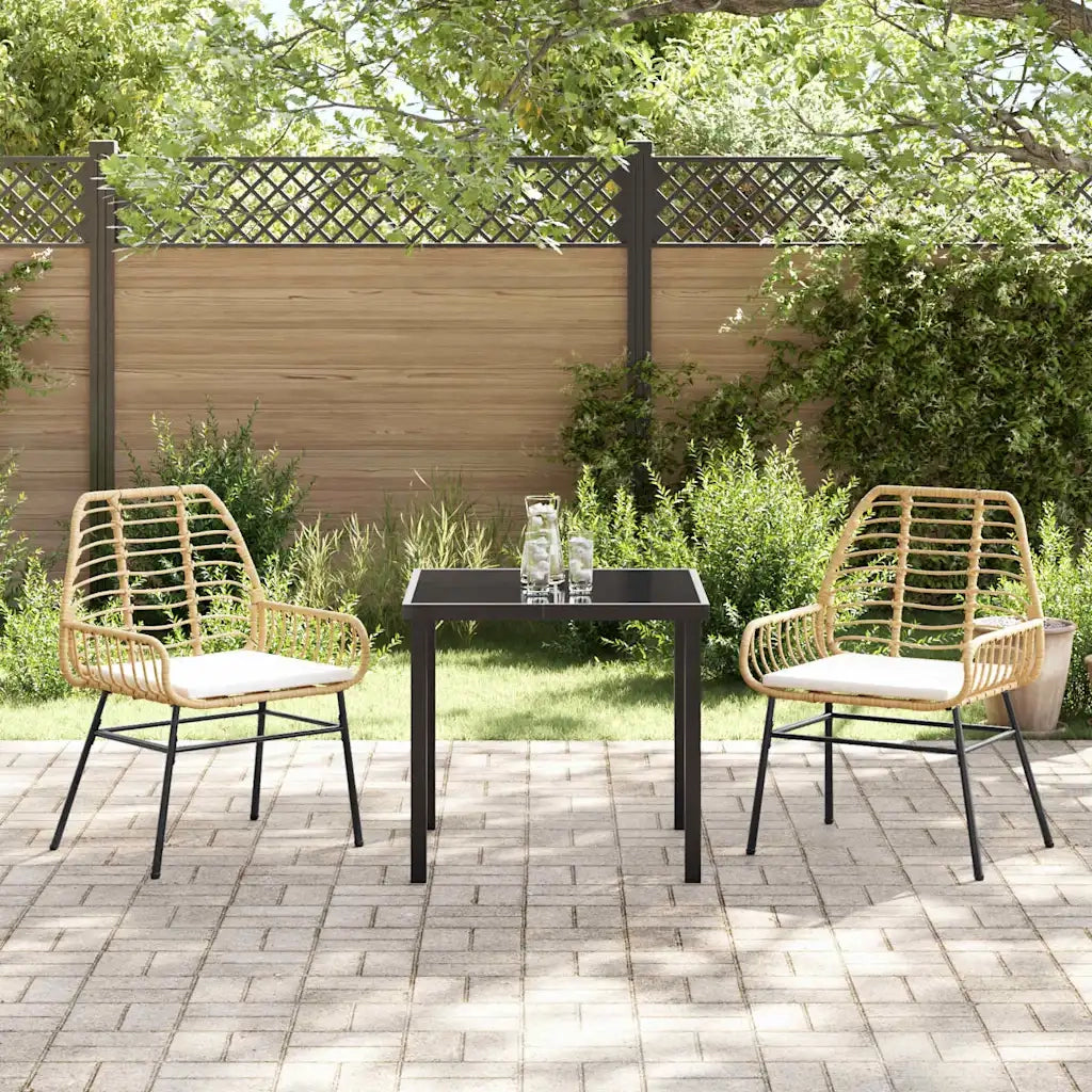 Set da Pranzo per Giardino 3 pcs Marrone polyrattan