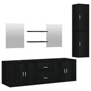 Set Mobili da Bagno | Armadio da bagno 7 pz Nero in Legno Multistrato