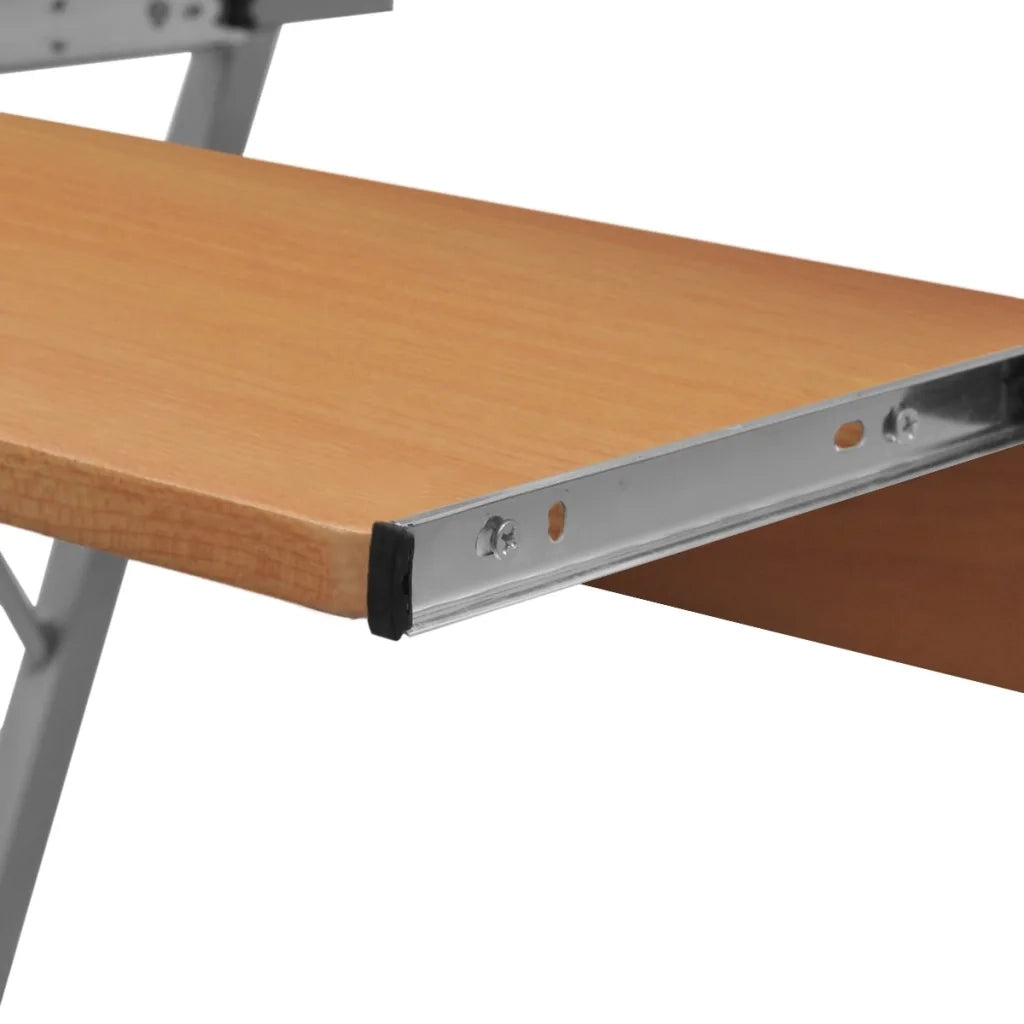 Scrivania | Tavolo da Ufficio per Computer con Ripiano Estraibile Marrone