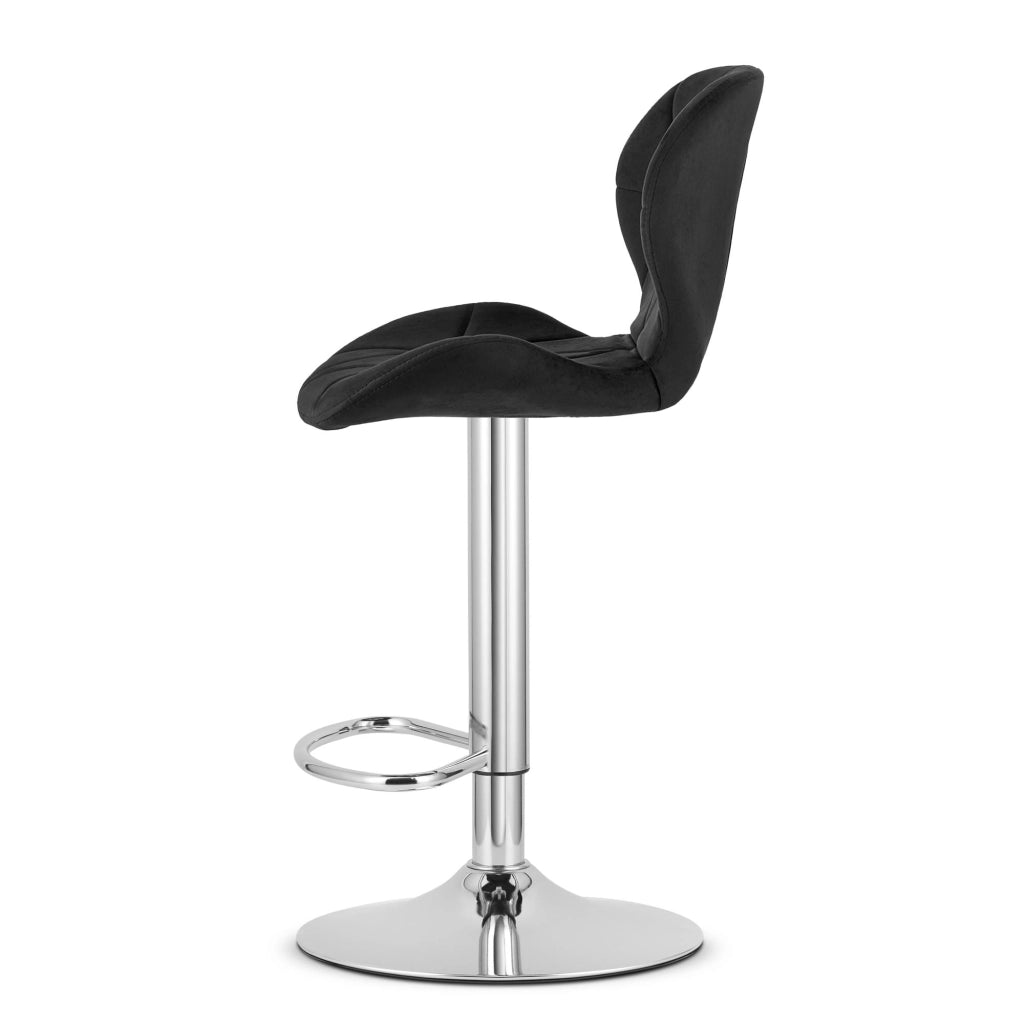 Sgabello VALORA WEST - Rivestimento in velluto nero con base cromata x 2