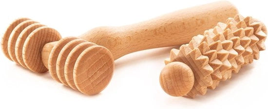 Massaggiatore facciale per collo e spalle - Apparecchio in legno con rulli per rilassamento e anti-invecchiamento