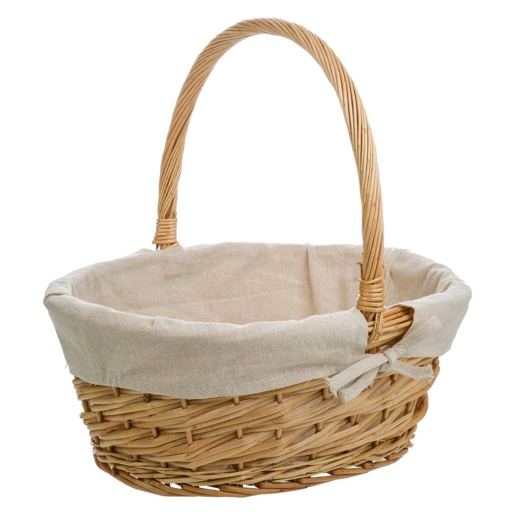Set di 3 cestini in vimini marrone foderati