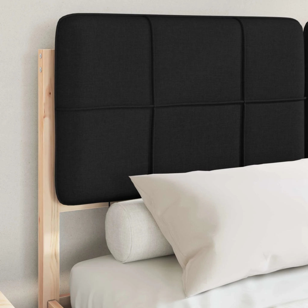 Letto con Testiera Rivestita-Struttura Letto con Testiera Nero 140 x 200 cm Pino massello 676493