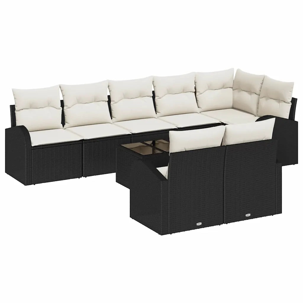 Set Divano da Giardino Nero e Crema 55 x 55 x 37 cm polyrattan 3346097