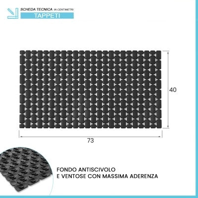 Tappetino antiscivolo doccia nero 40x73 cm in plastica Spring