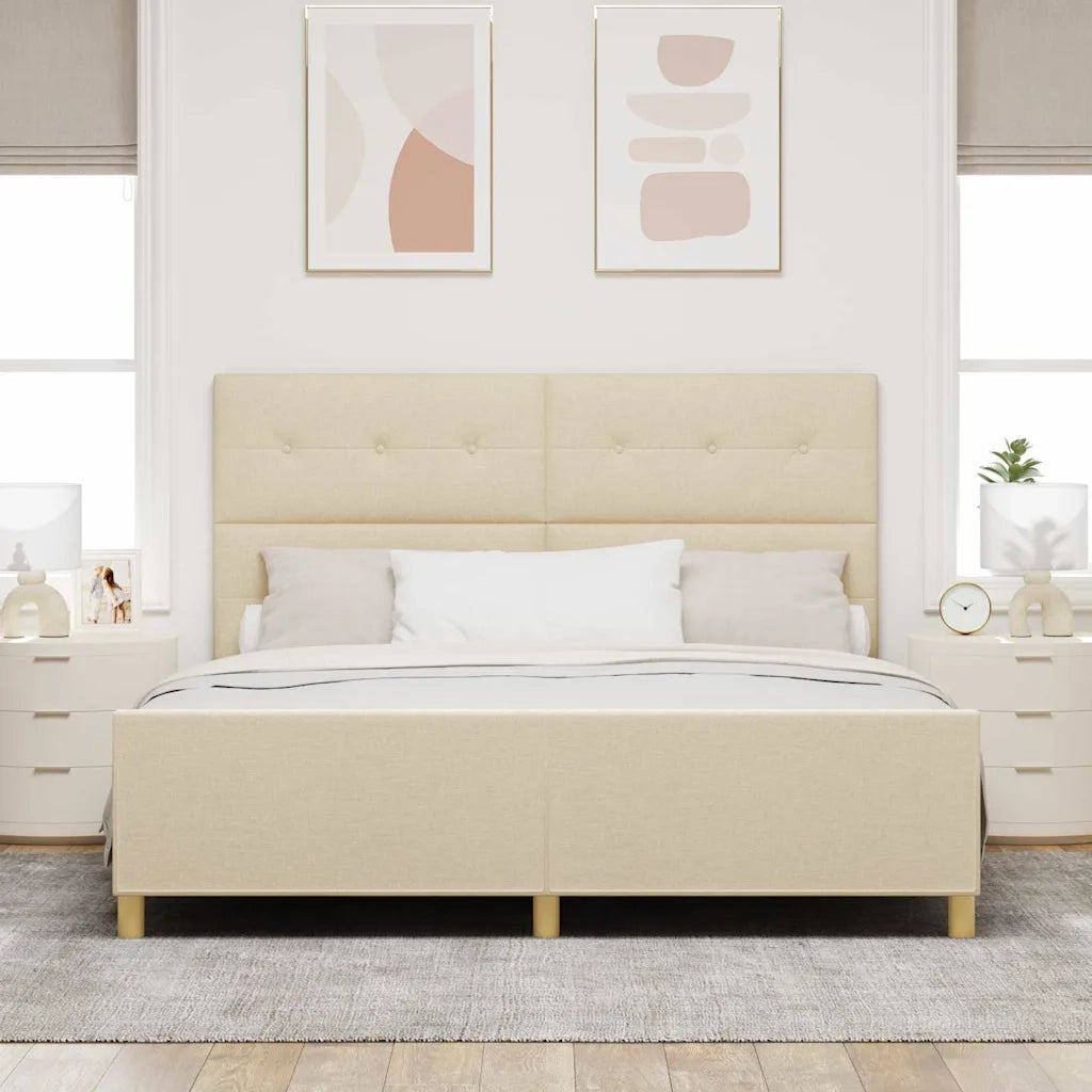 Struttura del letto con testiera Crema 180 x 200 cm Tessuto