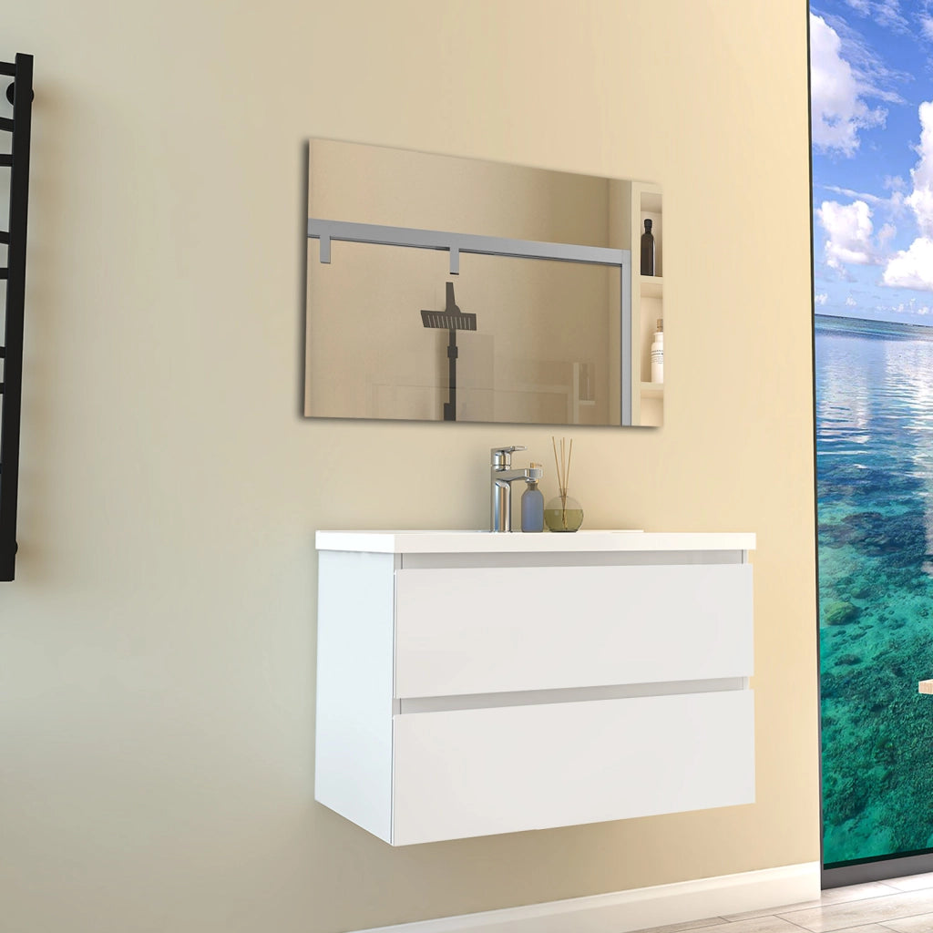 Mobile per bagno sospeso con lavabo da incasso 79 cm bianco