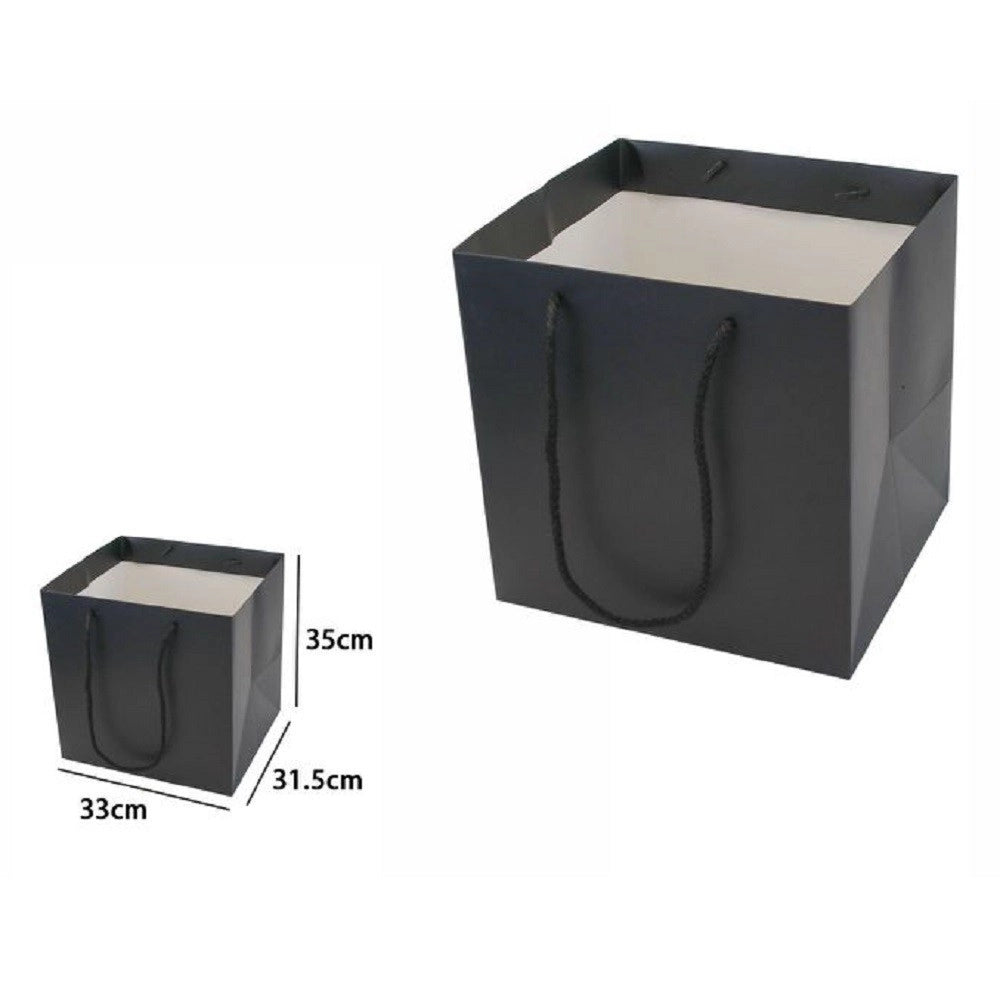 Trade Shop - Busta Buste Borsa Da Regalo Nera 33 X 31,5 X 35 Cm Con Manici In Corda 69244 -