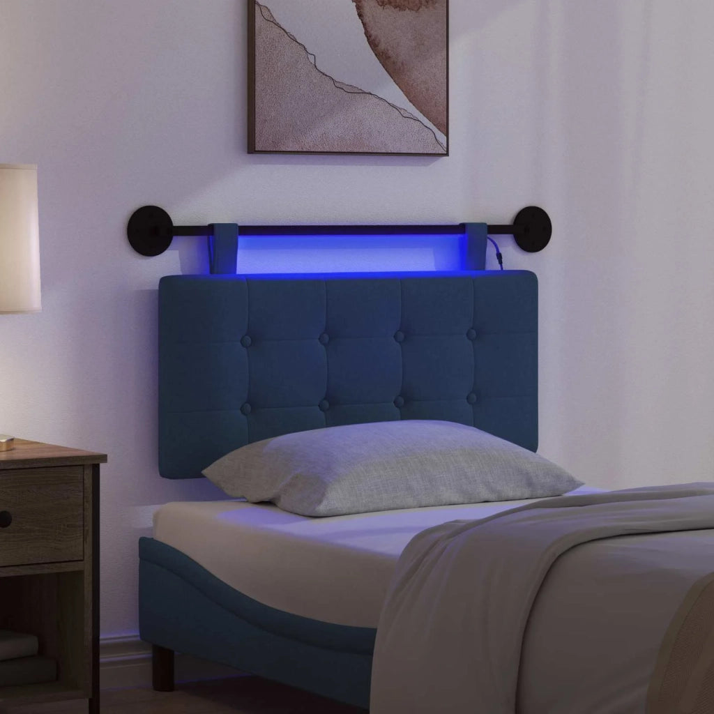 Testiera sospesa Con luce LED Blu Tessuto 3424353