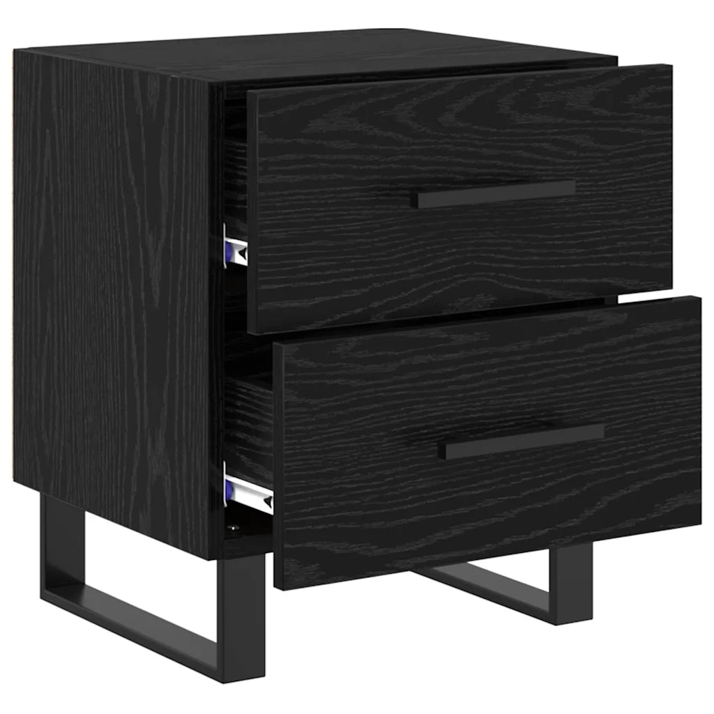 Comodino | Armadio da Notte | Mobiletto da notte con cassetto Rovere Nero 40 x 35 x 47,5 cm