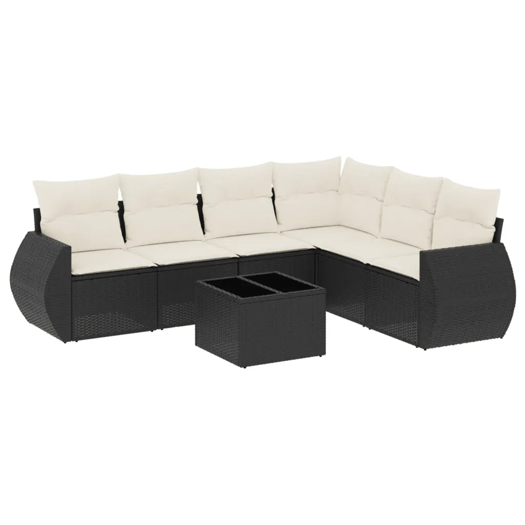 Set Divani da Giardino con Cuscini 7pz Nero Polyrattan 3221415