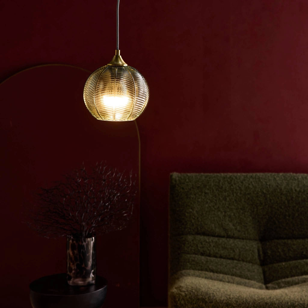 Lampade sospesa in metallo e vetro, 20cm, verde