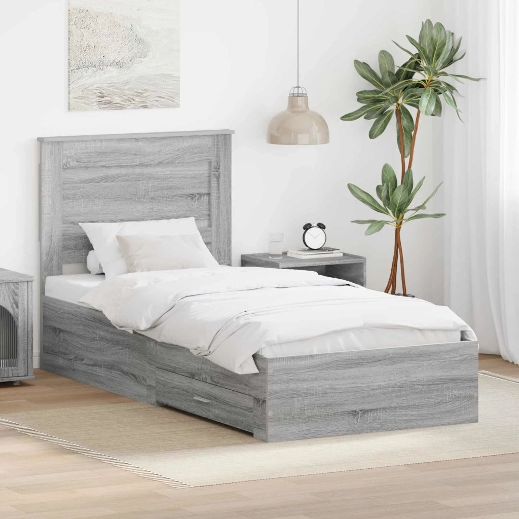 Struttura del letto-Giroletto Grigio Sonoma e Argento 75 x 190 cm 961123