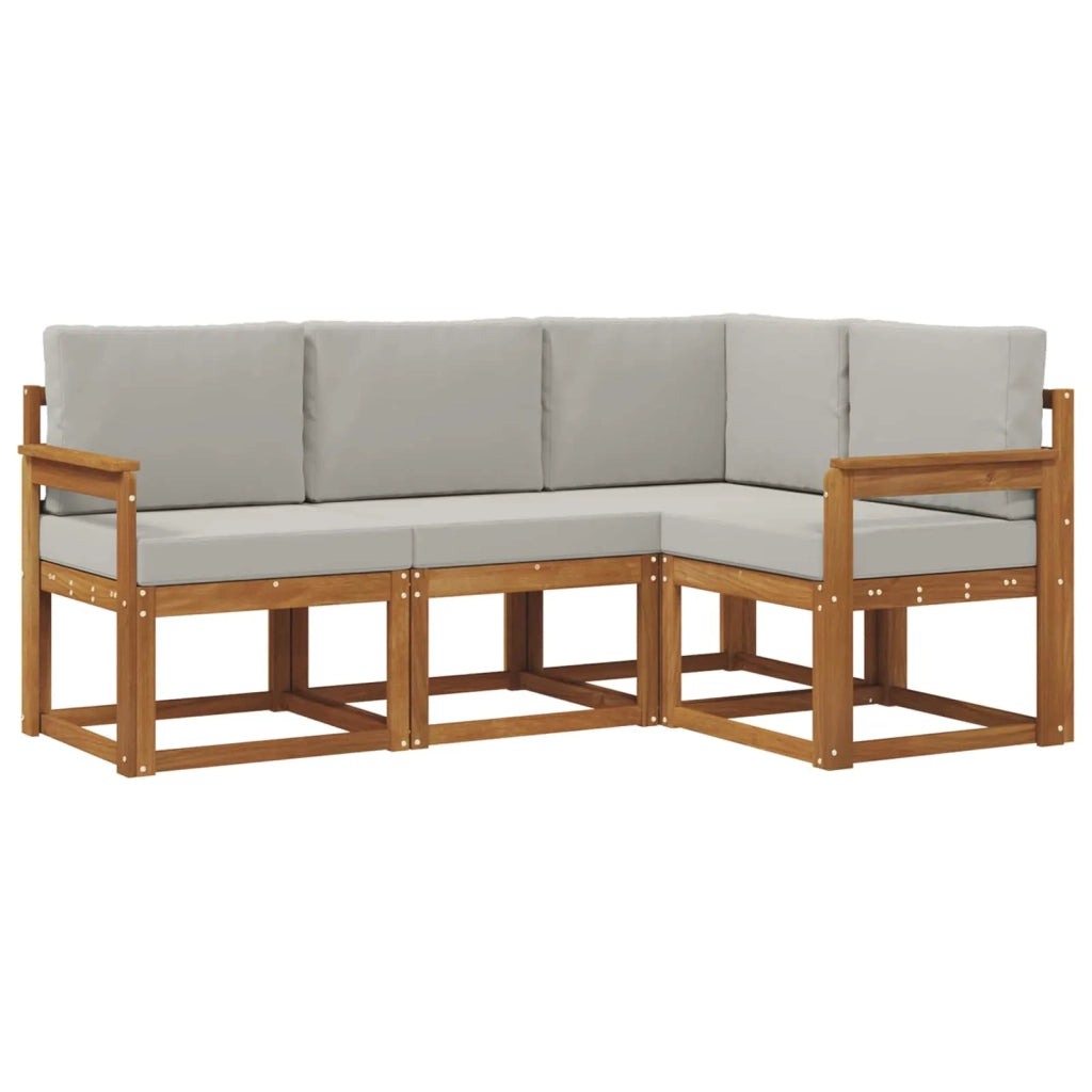 Set di divani da esterno 4 pcs Grigio Naturale e Chiaro 3366314