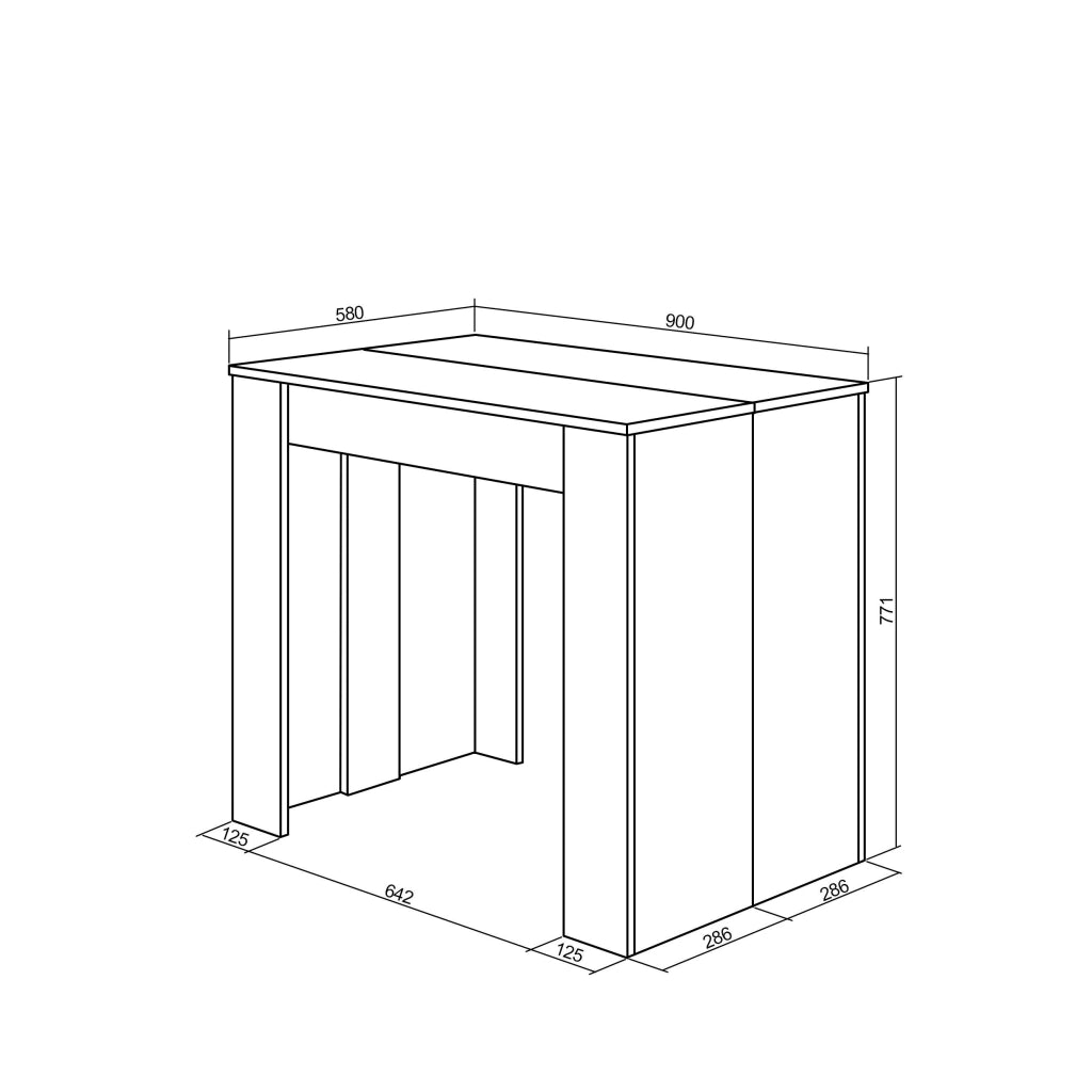 Consolle allungabile, 222x90x77cm, Per 10 persone, Tavolo da pranzo, Nero RF2644