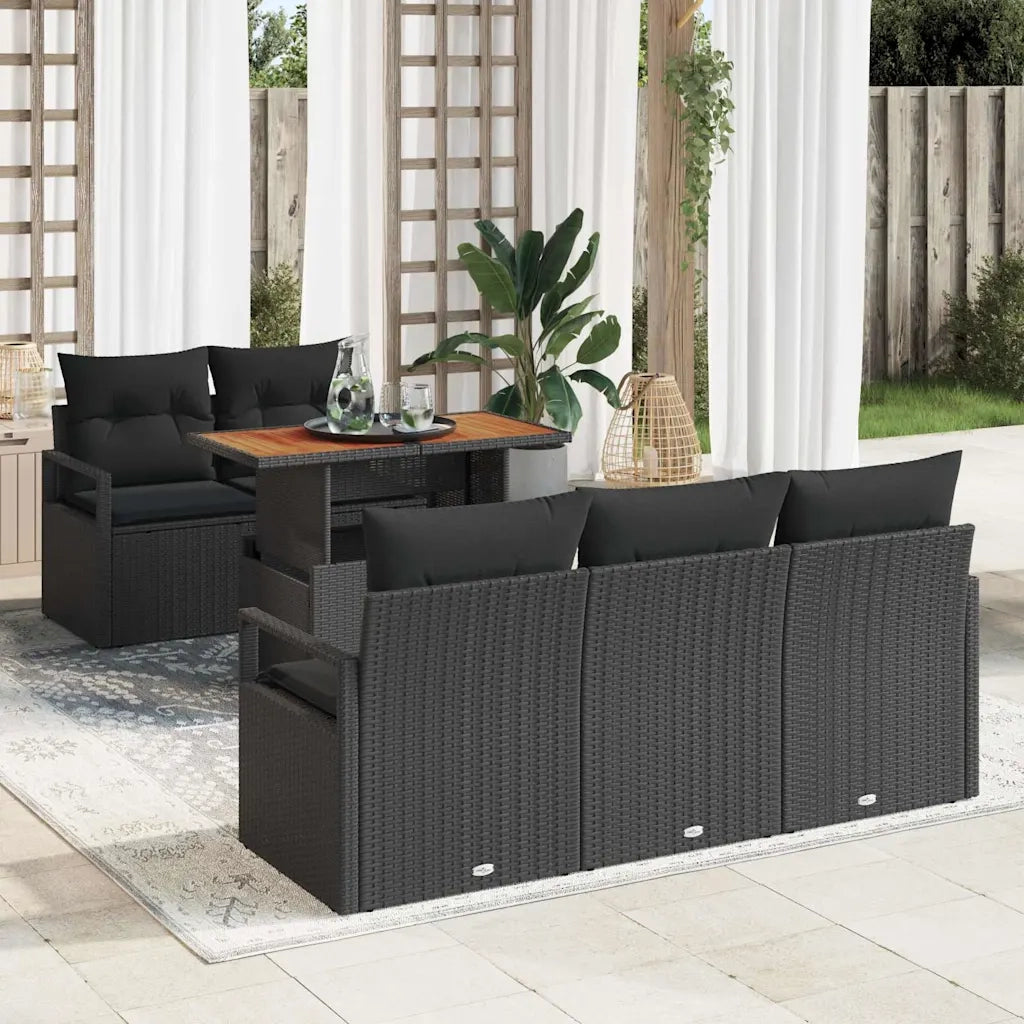 Set Divano da Giardino con archiviazione 6 pcs Nero Poly Rattan 3358389