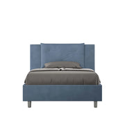 BS COM Letto una piazza e mezza senza rete imbottito 110x200 microfibra blu