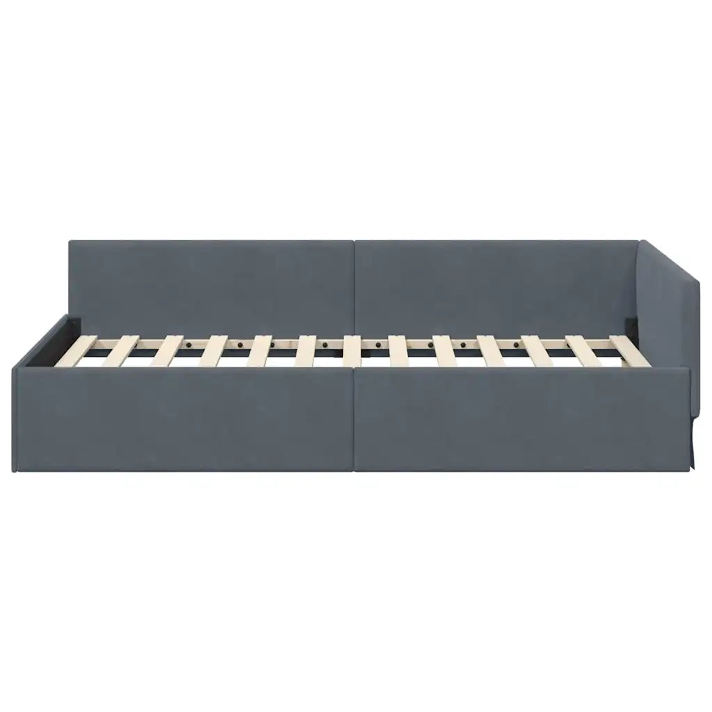 Cornice del letto ad angolo Grigio scuro 80 cm x 200 cm Velluto 42016062