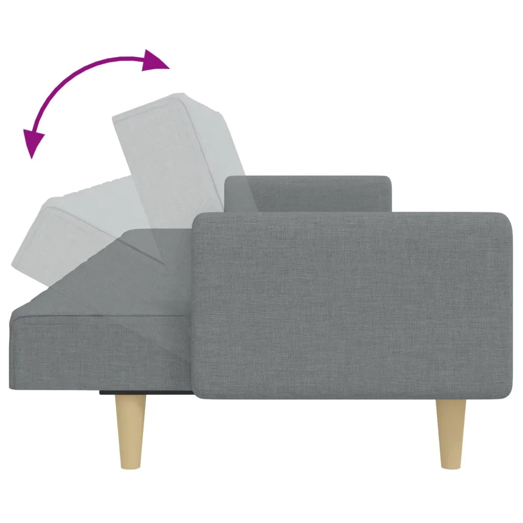 Divano Letto a 2 Posti con Poggiapiedi-Sofa Letto 2 Posti-Daybed Grigio Chiaro in Tessuto 570962