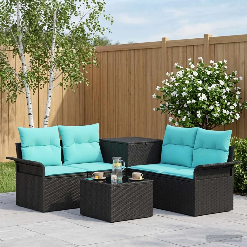 Set di divani 6 pcs 4-Numero di posti Nero e Blu 3447069