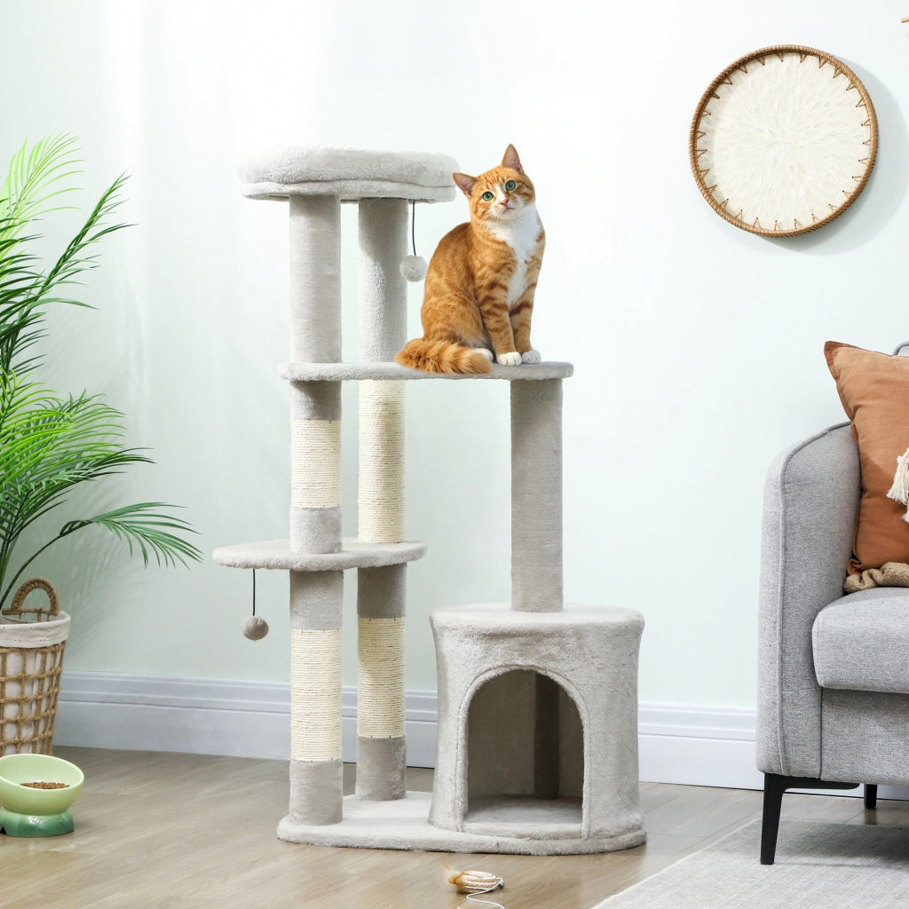 Albero tiragraffi per gatti ¨C Minimal ¨C Grigio chiaro 114 cm