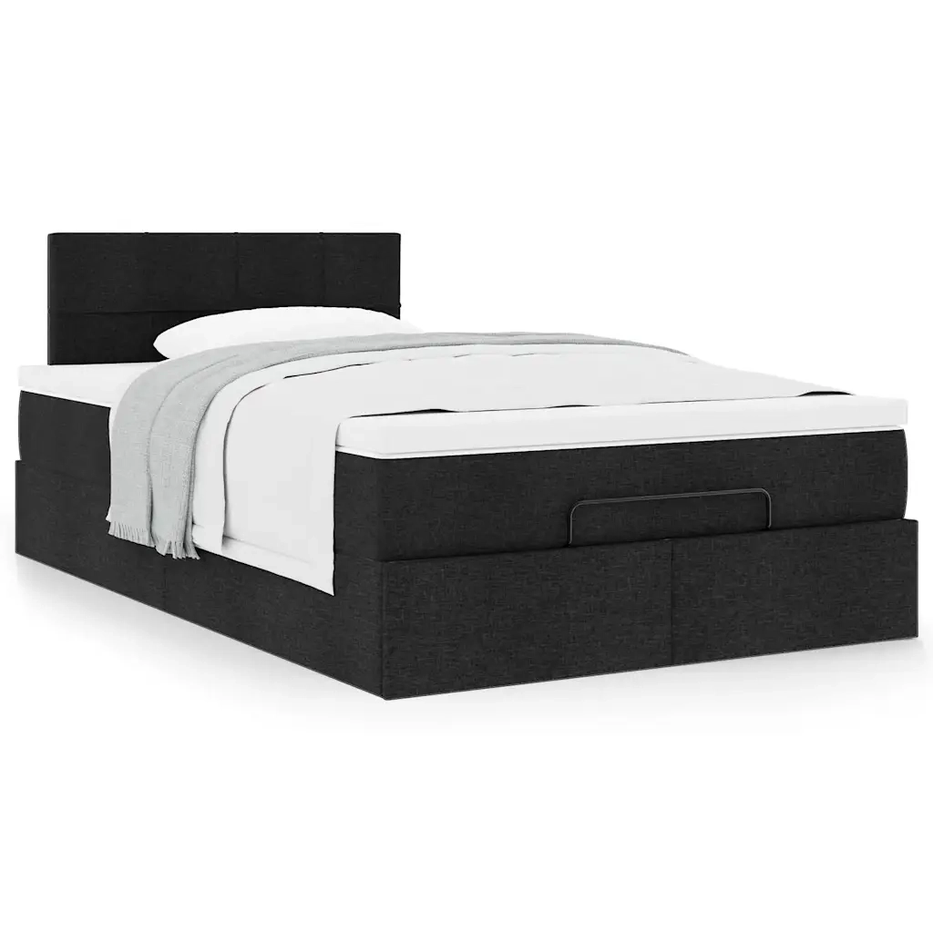 Pouf Letto con Materasso Nero 120x190 cm in Tessuto 3311361