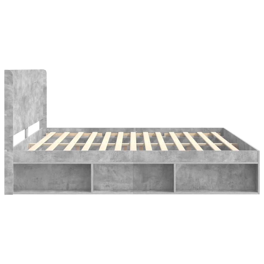 Struttura del letto con stoccaggio e testata Grigio Cemento 3413824