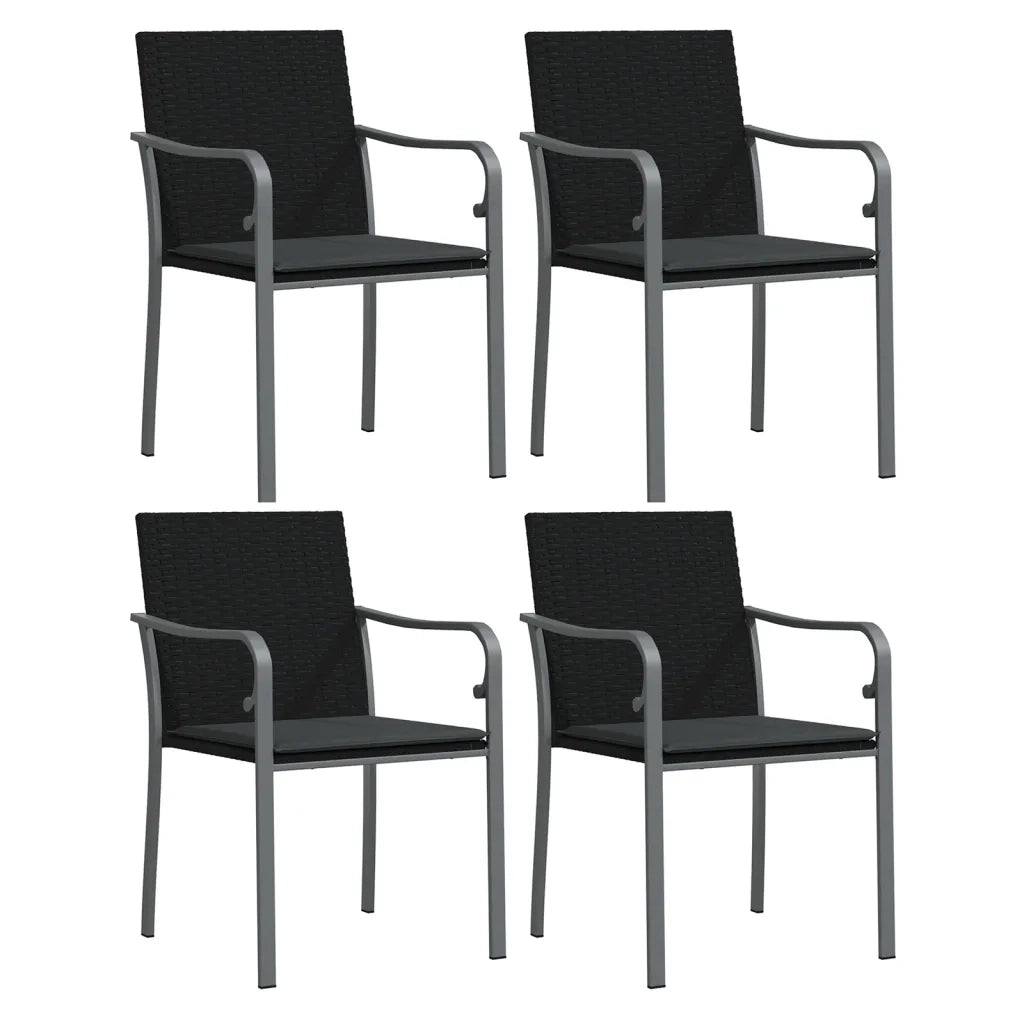 Set Pranzo da Giardino 5pz con Cuscini in Polyrattan e Acciaio 3186963