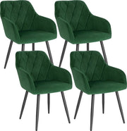 Set da Sala da Pranzo in Velluto per 4 Persone - Sedile da Pranzo - Stile, Ergonomico e Comodo - Verde